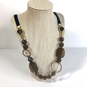 Cookie Lee Glass Bead Chunky Necklace Gold Tone Vintage Jewelry